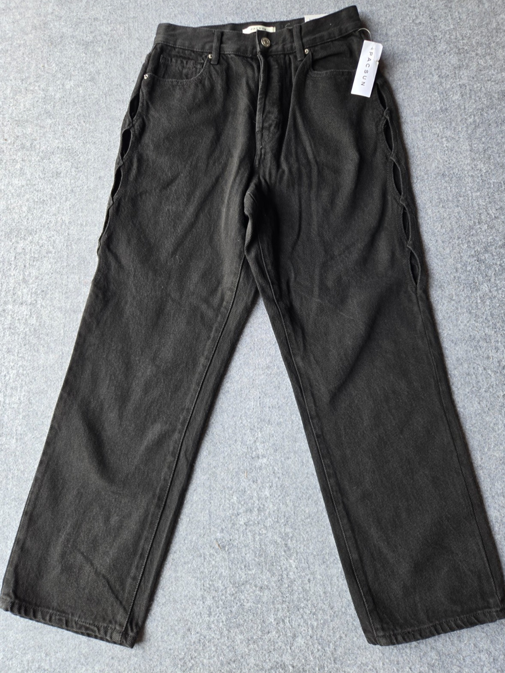 PacSun Women's Jeans High Rise Straight Leg Keyhole Cut Outs Black Size 27
